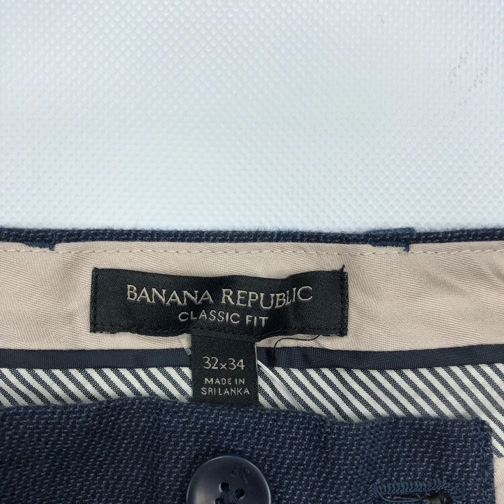 Banana Republic Classic Fit Textured Chino Pants Navy Blue 32x34 Mens Cotton